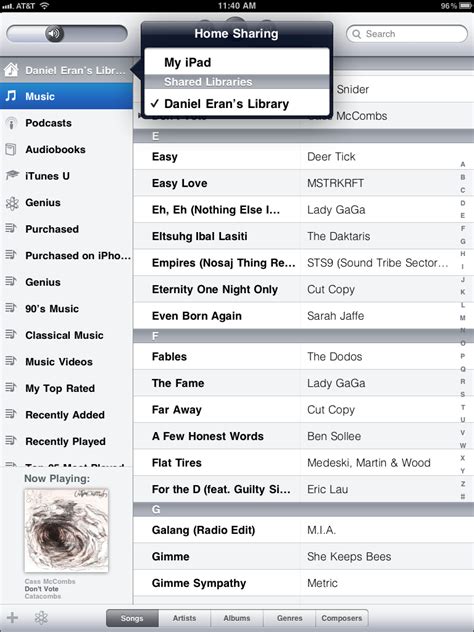 To see a music library, go to settings > music. In-depth Review: Apple's iPad 2 running iOS 4.3 | AppleInsider