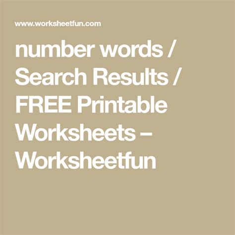 Number Words Search Results Free Printable Worksheets