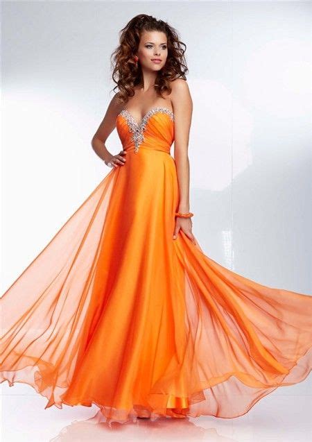 Gorgeous A Line Sweetheart Long Orange Chiffon Beaded Prom Dress Corset