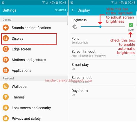 Inside Galaxy Samsung Galaxy S6 Edge How To Adjust Screen Brightness