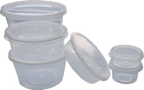 Round Plastic Containers And Lids With Lids Sauce Pots Perfect For Food