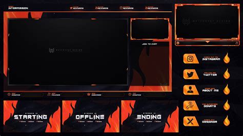 FLAME FREE STREAM OVERLAY TEMPLATE | PSD PACK - YouTube