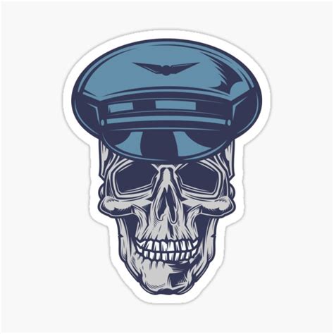 Airline Pilot Skull Sticker By Rott515 Redbubble