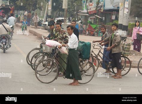Myanmar Aka Burma Mandalay Typical Street Scene Stock Photo Alamy