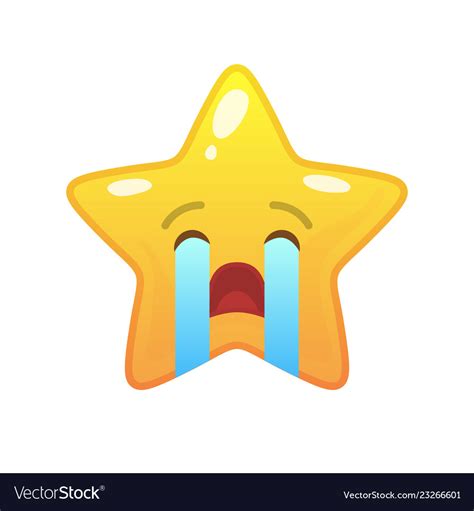Crying Star Shaped Comic Emoticon Royalty Free Vector Image