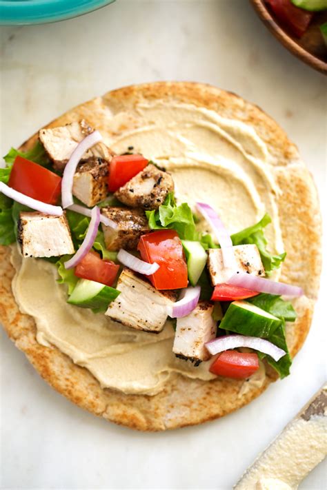 Add chicken and toss to evenly coat. Hummus Chicken Shawarma Wraps Recipe | Little Spice Jar