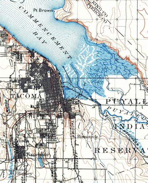 1900 Usgs Topographic Map Of Tacoma At 1125000 X Over It
