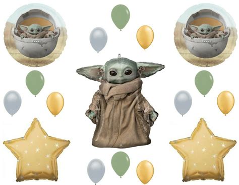 Baby Yoda Mandalorian Happy Birthday Party Balloons Decoration Star