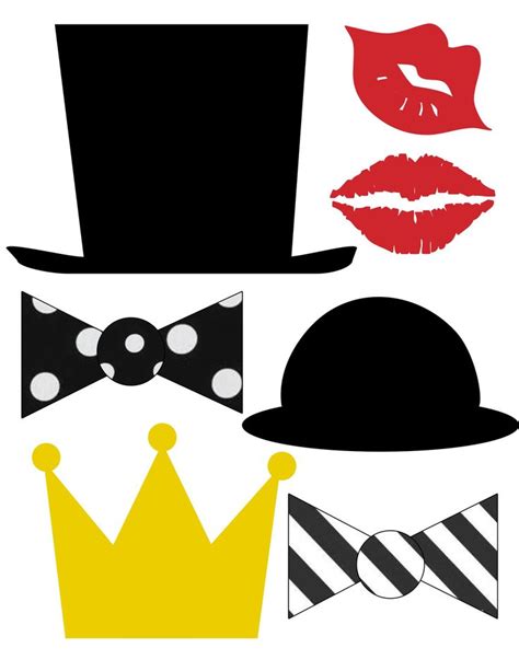 A Set Of Different Types Of Hats And Bow Ties On A White Background