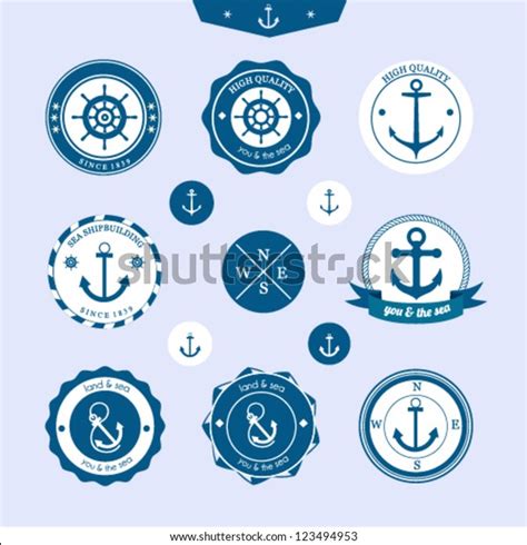 Set Vintage Retro Nautical Labels Stock Vector Royalty Free 123494953