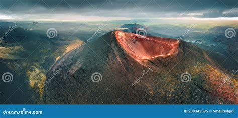 Volcano Craters And Black Lava Fields Of Tolbachik Volcano In Kamchatka