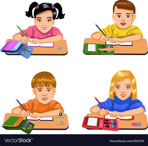 Pupils Writing Royalty Free Vector Image Vectorstock