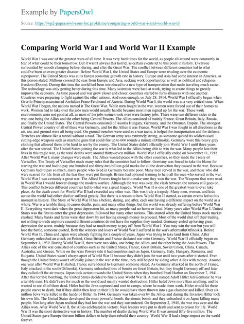 Comparing World War I And World War Ii Free Essay Example