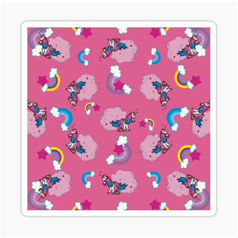 Unicorns Poop Rainbows And Fart Magic Pattern Pink Sticker By