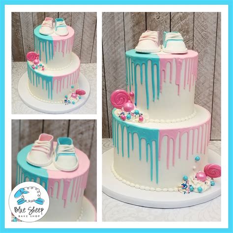 Your can go wild with all the pink baby shower decoration accessories they have for pink theme baby shower! Pink and Blue Baby Shower Cake with Baby Sneakers NJ ...