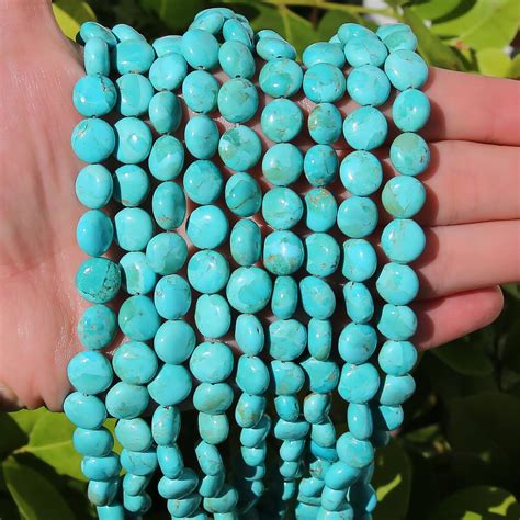 Blue Turquoise Coins Beads Genuine American Turquoise Natural