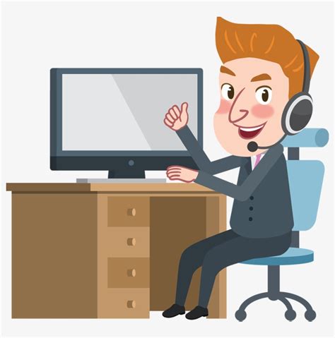 Cartoon Person On Computer Clipart Man Sitting In Front Of Computer