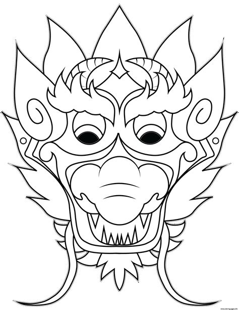 2018 Chinese New Year Mask Dragon Coloring Page Printable