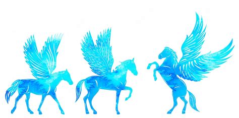 Premium Vector Silhouette Blue Pegasus Watercolor On White Background