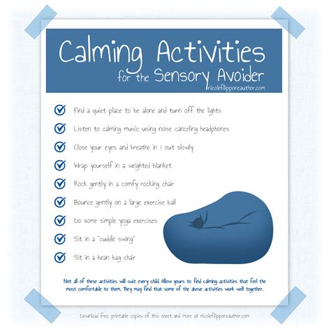 Calming Activities For The Sensory Avoider Spd Calming Activities