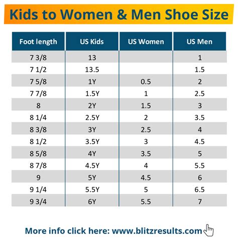 Boys Shoe Size Chart Boys To Men Shoe Size Conversion