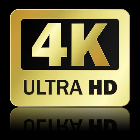 4k Ultra Hd Sign With Reflection On Black Background Vector