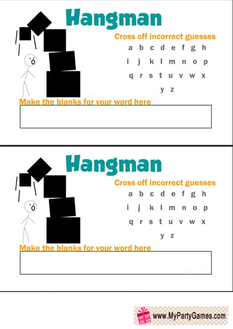 Free Printable Hangman Game Templates