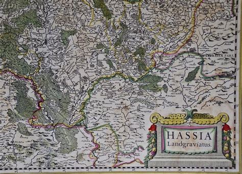 17th Century Hand Colored Map Of The Hesse Kassel Region Of Germany By
