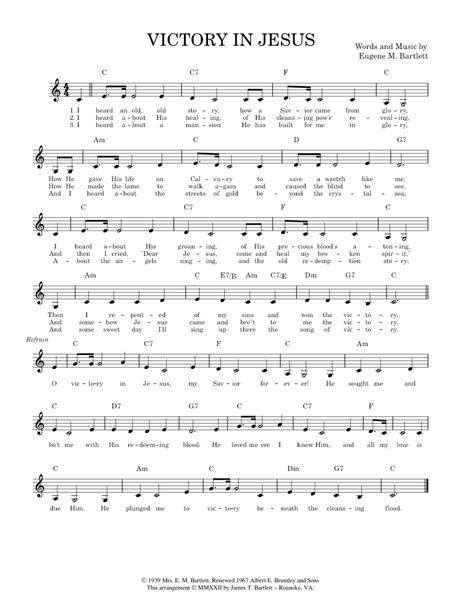 Victory In Jesus Lead Sheet C Sheet Music For Piano Solo Easy