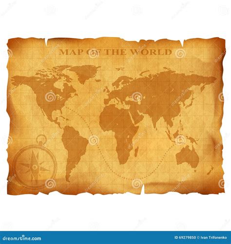 Old Vintage World Map Ancient Manuscript Grunge Paper Texture Stock