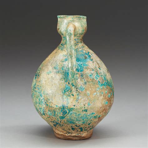 Ewer Pottery Turquoise Glaze Persia 13th Century Probably Kashan