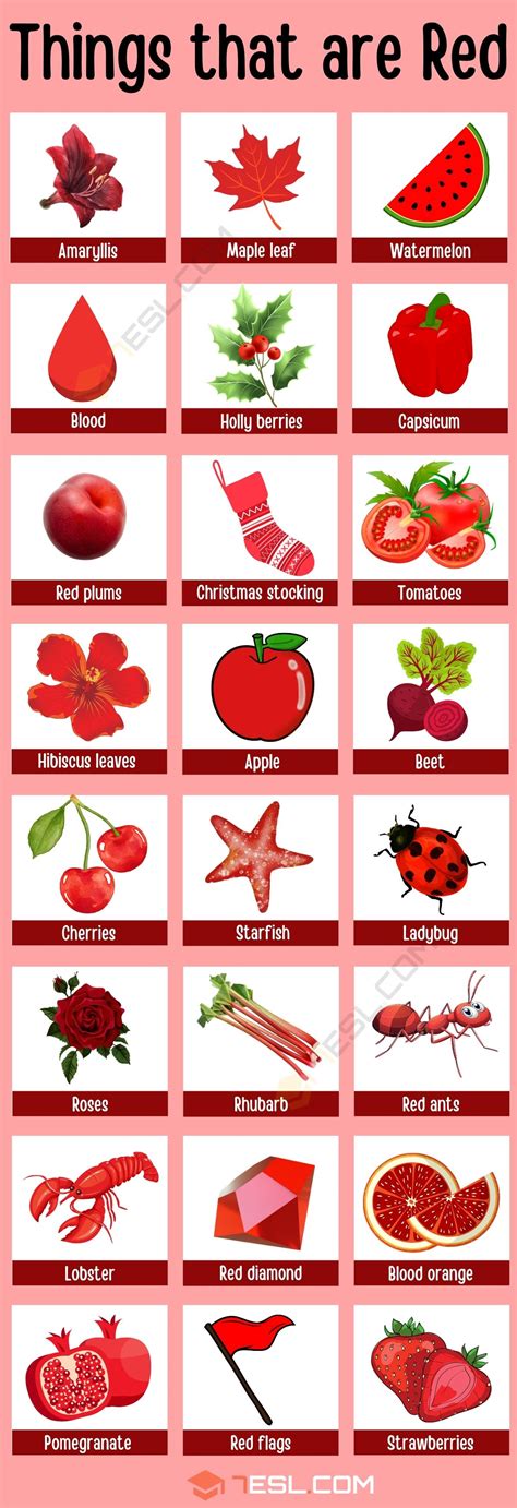 Things That Are Red List Of 150 Red Things That You May Not Know • 7esl