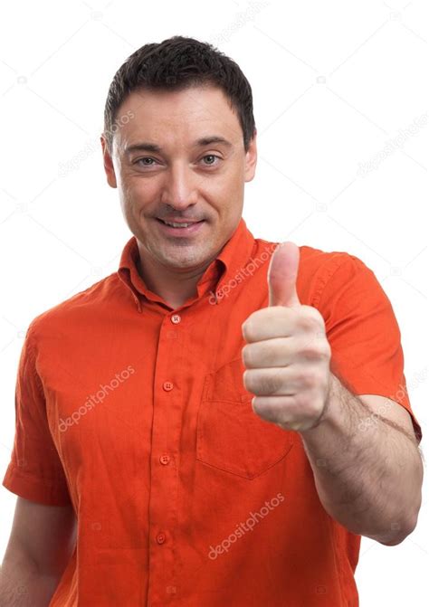 Happy Man Giving Thumbs Up Sign Stock Photo By ©spaxiax 55056345