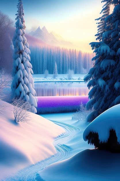premium ai image beautiful magical winter wonderland landscape digital art