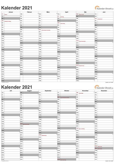 Nachstehend finden sie die kalender für 2021 für deutschland und alle bundesländer zum ausdrucken. Jahreskalender 2021 Zum Ausdrucken Kostenlos : EXCEL ...