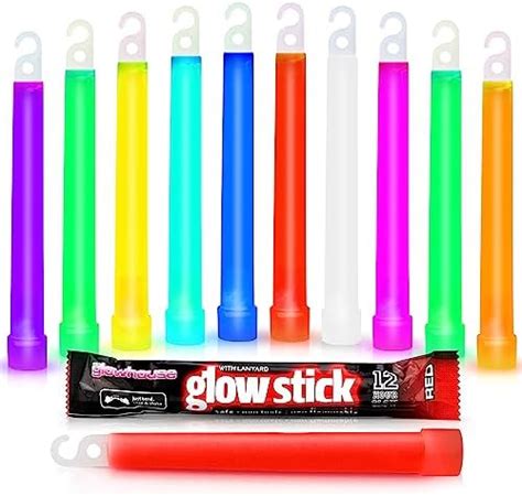 The Glowhouse 6 Inch Premium Glow In The Dark Glow Sticks With Lanyard