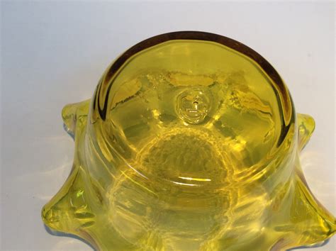 Blenko Glass Vintage 3744x Ruffled Bowl In Lemon Yellow