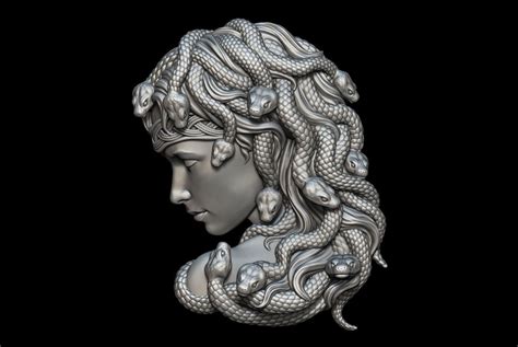 Medusa Bas Relief 3d Print Model Medusa Medusa Gorgon Print Models