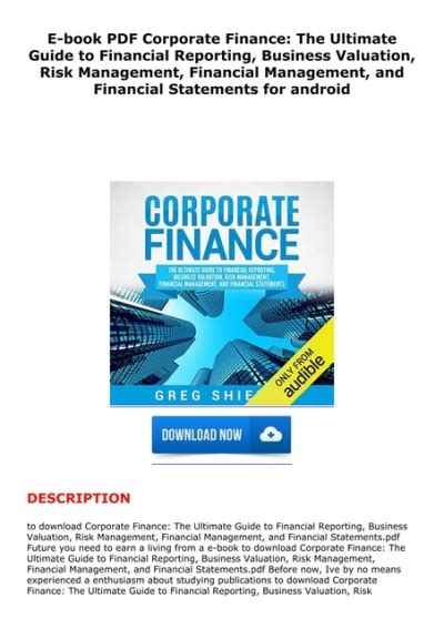 E Book Pdf Corporate Finance The Ultimate Guide To Financial Reporting