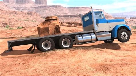 Beamng Drive Flatbed Truck Transporting A 6 Ton Rock Youtube