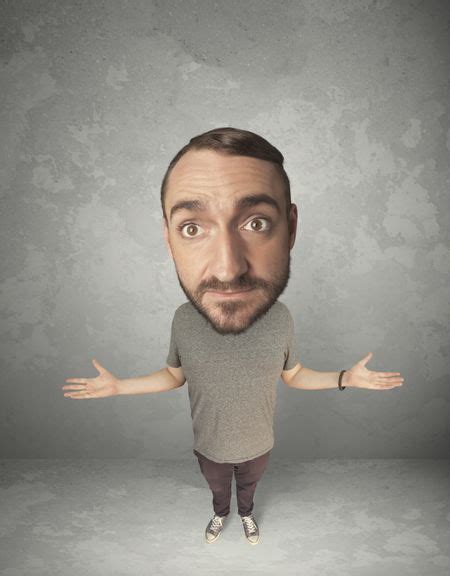 Funny Person With Big Head On Gray Background Freestock Photos