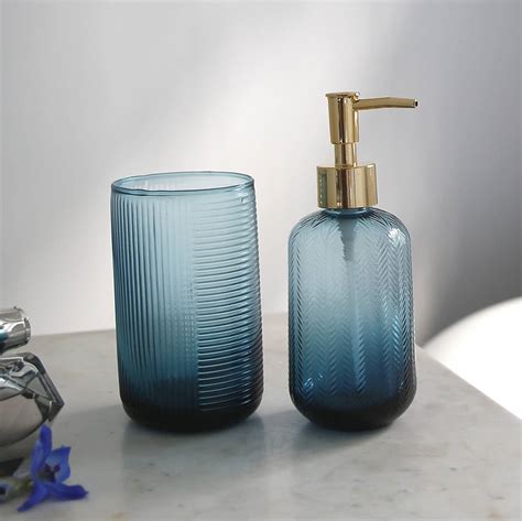 Blue Bathroom Accessory Set By Clem And Co