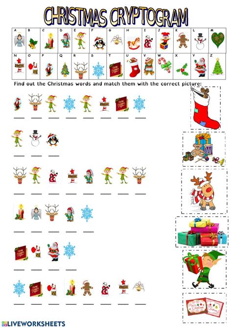 Christmas Cryptogram Interactive Worksheet Christmas School