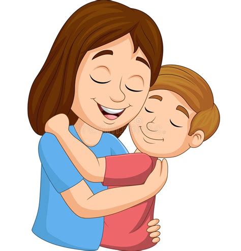 Cartoon Happy Mother Hugging Her Daughter Vector Image Sexiezpicz Web