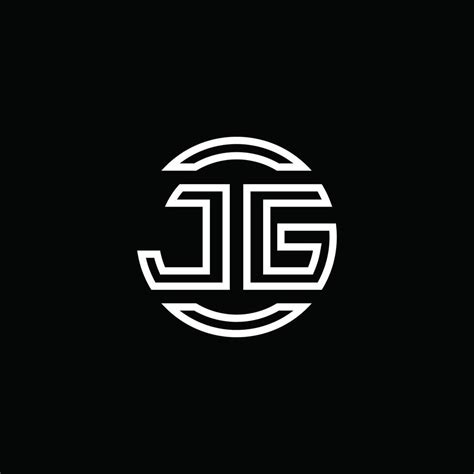 Jg Logo Monogram With Negative Space Circle Rounded Design Template