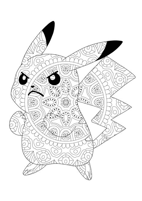 Mandala Pikachu En Colère Pokemon Coloring Pages Pikachu Coloring