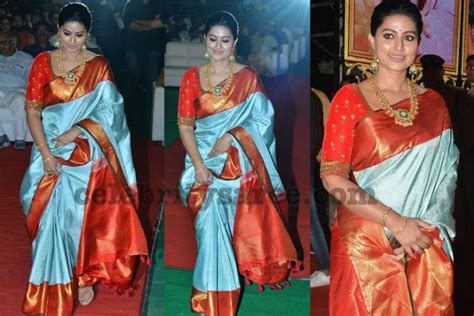 Sneha At Vinaya Vidheya Rama Pre Release Saree Blouse Designs Latest