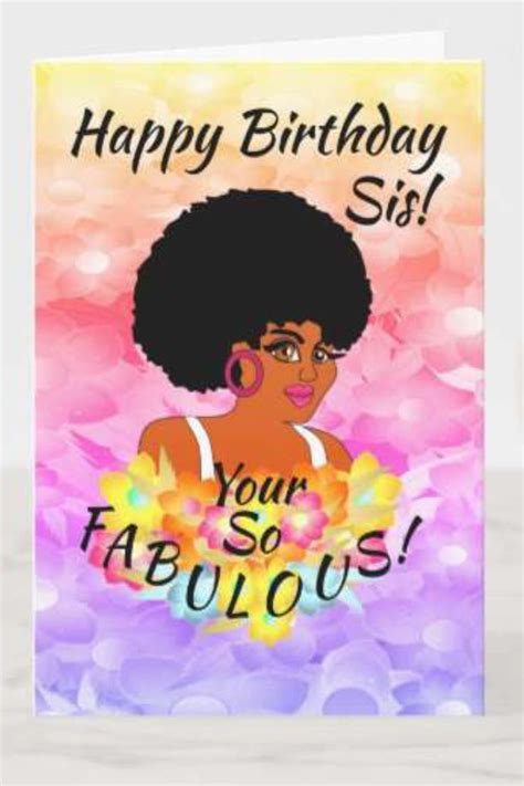 Happy Birthday Sis Floral African American Card In 2021