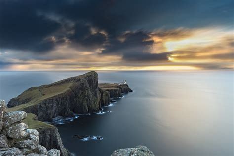 Anyone know the kilted strongman of. Neist Point Lighthouse, long exposure sunset