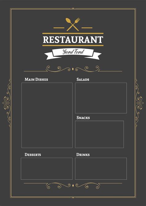 Printable Blank Restaurant Menus Printablee Menu Design Template Free Printable Menu